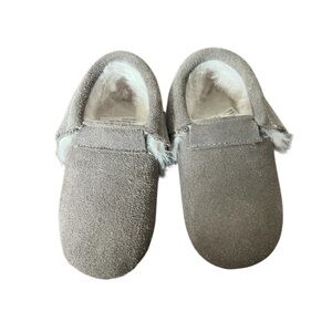 Monkey Feet Cozy Gray Suede Baby Booties/moccasins- Size 18-24 months